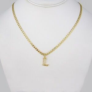 Gold Initial “L” Pendant Necklace with Crystal Accent
